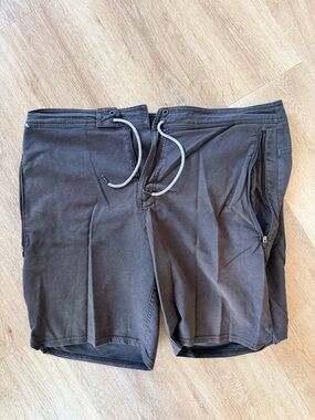 Roark Men's Flat Front Shorts in Dark Brown with Gray Drawstring